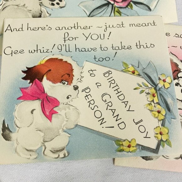 Vintage 6 Piece Nesting Envelopes Dog Gone It Happiest Birthday Card Unused - Picture 5 of 9